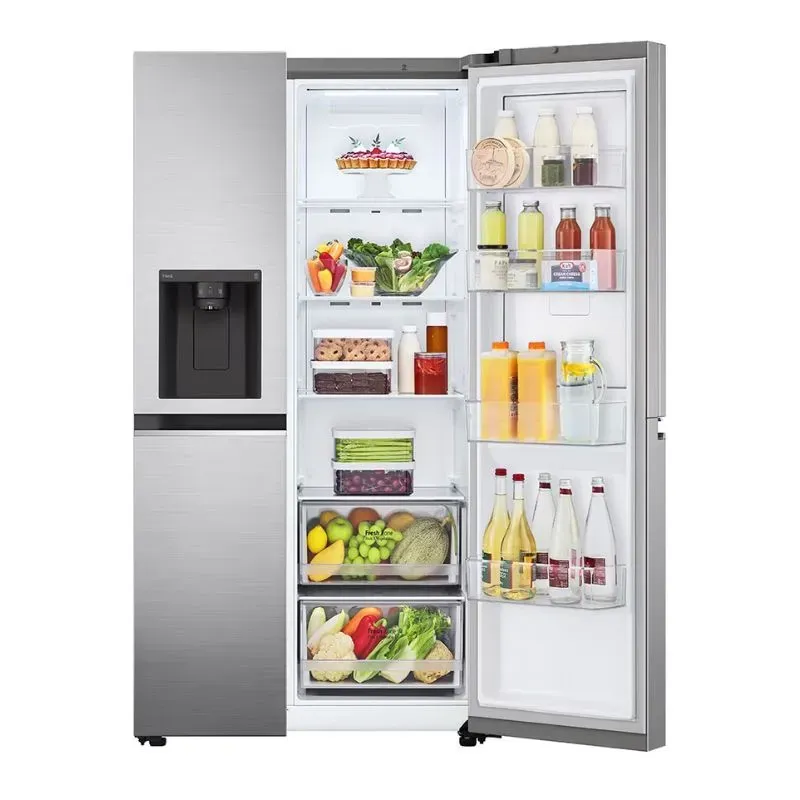 LG 611L Platinum Silver Side by Side Fridge GC-J257SLSS