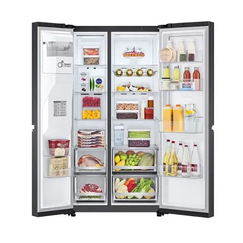 LG Matte Black Side by Side Fridge GC-J257SQ2W open