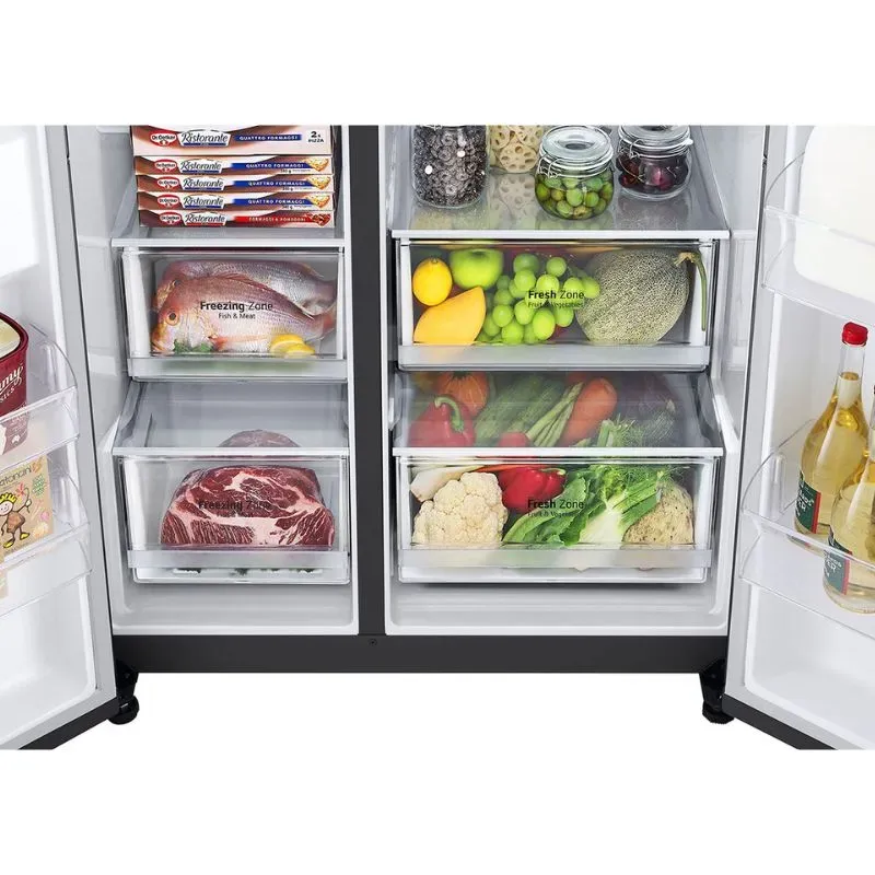 LG 611L Matte Black Side by Side Fridge GC-L257SQSL | Tafelberg
