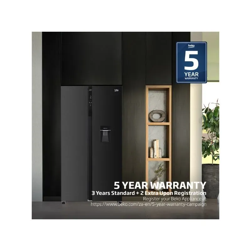 Beko 521L Dark Inox Side By Side Fridge GNO532B | Tafelberg Furnishers