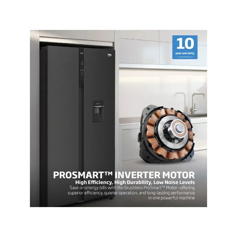 Beko 521L Dark Inox Side By Side Fridge GNO532B | Tafelberg Furnishers