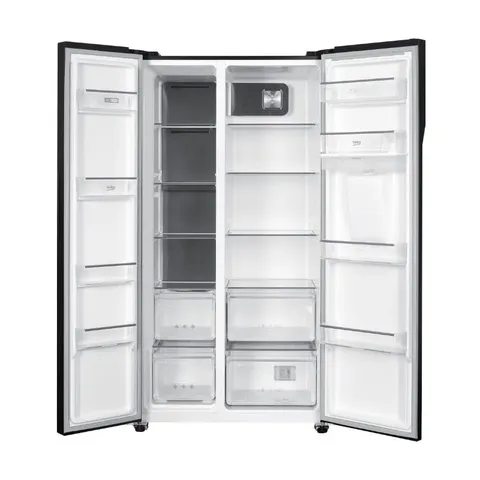 Beko 521L Dark Inox Side By Side Fridge GNO532B open