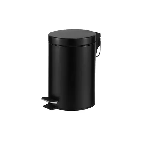 Casa 3L Roma Steel Black Pedal Bin KB7035-3LB  Front