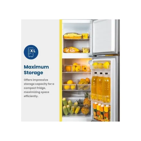 KIC 170L Metallic Top Freezer Fridge KTF518/2ME Storage