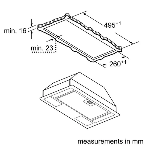 Siemens 53cm Canopy Extractor Built-in measurements