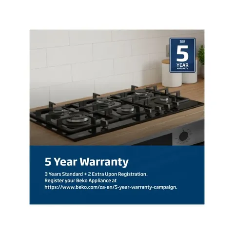 Beko 90cm Black On Glass Hob MACM90BG Warranty