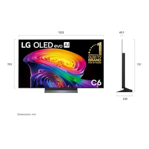 LG 55 Inch OLED EVO AI 4K Smart TV OLED55C66LA Dimensions
