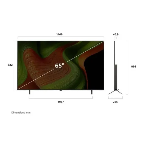 LG 65 Inch OLED 4K Smart TV OLED65B56LA Dimensions