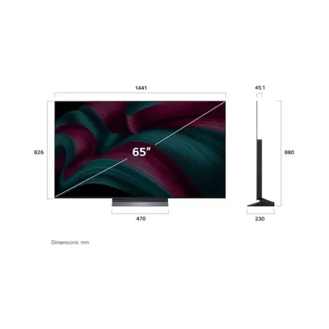 LG 65 Inch OLED 4K Smart TV OLED65C56LA Measurements