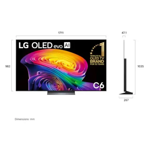 LG 77 Inch OLED EVO AI 4K Smart TV OLED77C66LA Dimensions
