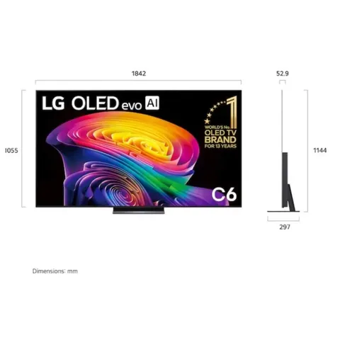LG 83 Inch OLED EVO AI 4K Smart TV OLED83C66LA Dimensions