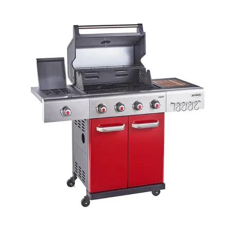 Outback Braai Red Jupiter Hybrid Braai open