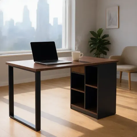 Hii Linden 1.2m Black Walnut Desk With Shelves OZ3809BLK/WN Display