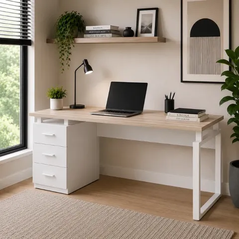 Hii Linden 1.2m White Oak Desk OZ3818WHT/OAK Display