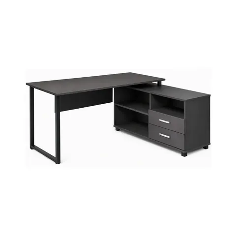 Hii Linden Black Walnut L-Shape Desk OZ3837BLK/WN Desk