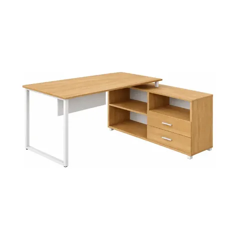 Hii Linden White Oak L-Shape Desk OZ3837WHT/OAK Desk