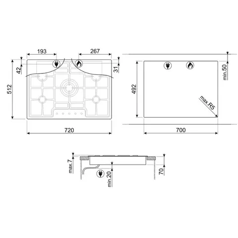 Smeg 70cm Ultra-low Profile Gas Hob PGF75SA Installation