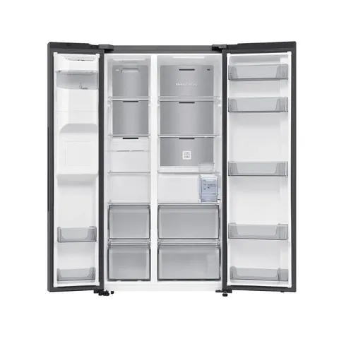 Samsung 617L Black Side by Side AI Fridge open