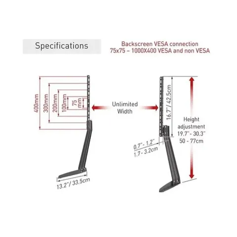 Barkan 32 inch - 70 inch Table Top TV Stand S40 Dimensions