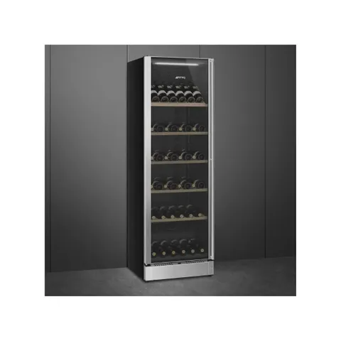Smeg 197 Bottles Classica Left Hinged Wine Cooler SCV115AS Side