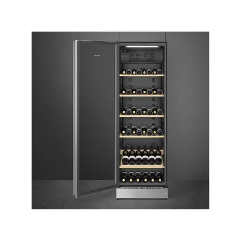Smeg 197 Bottles Classica Left Hinged Wine Cooler SCV115AS Open Case