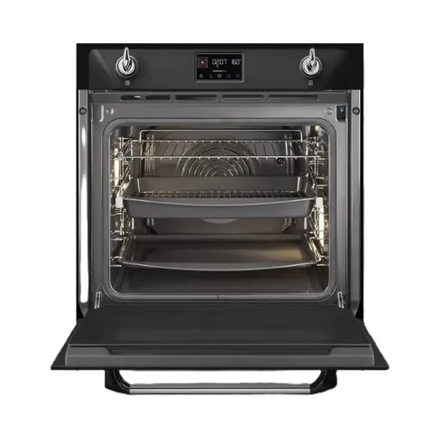 Smeg 60cm Black Victoria Steam Oven open