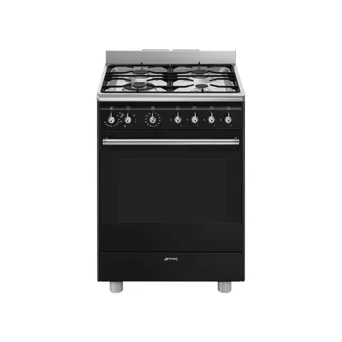 Smeg 60cm Glossy Black Gas  Electric Cooker SSA60MBL2