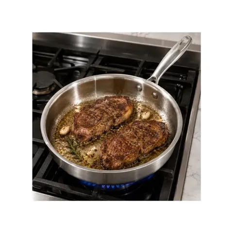 Home4U 26cm Stainless Steel Frypan SSDBP26 Grilling