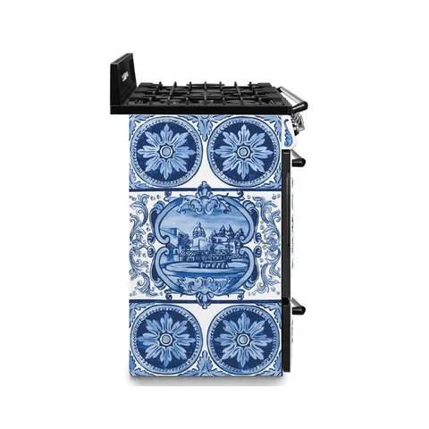 Smeg 90cm D&G Blu Mediterraneo Gas Cooker Side