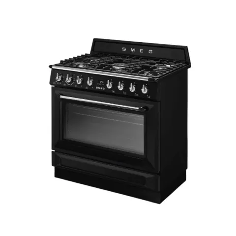Smeg 90cm Victoria Glossy Black Gas/Electric Cooker