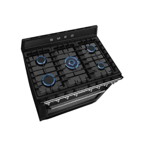 Smeg 90cm Victoria Glossy Black Gas/Electric Cooker Hob