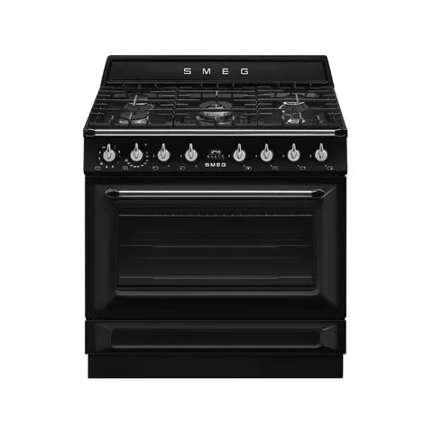 Smeg 90cm Victoria Glossy Black Gas/Electric Cooker TR90GMBL