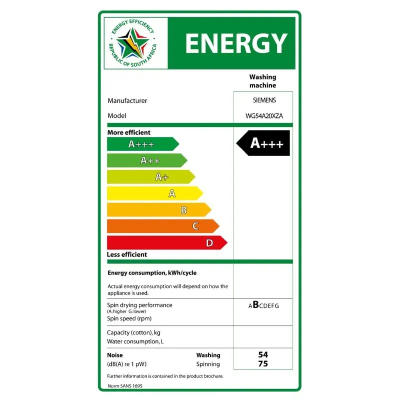 Siemens 10kg iQ300 Front Loader Washing Machine WG54A20XZA