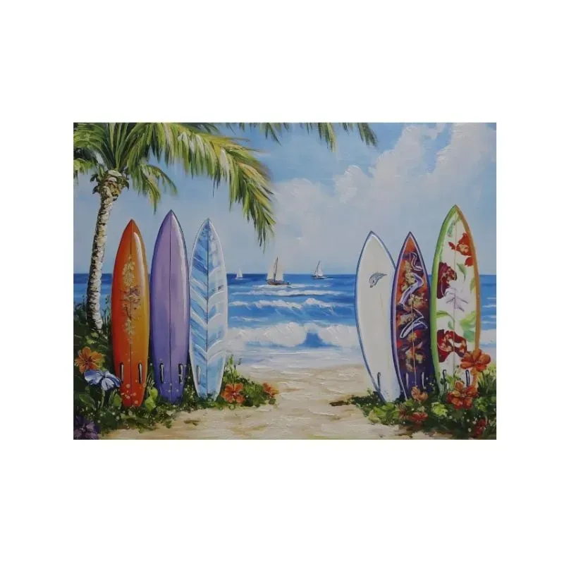 Palm Tree and Surf Boards Canvas Oil Painting ZHP8874 | Tafelberg